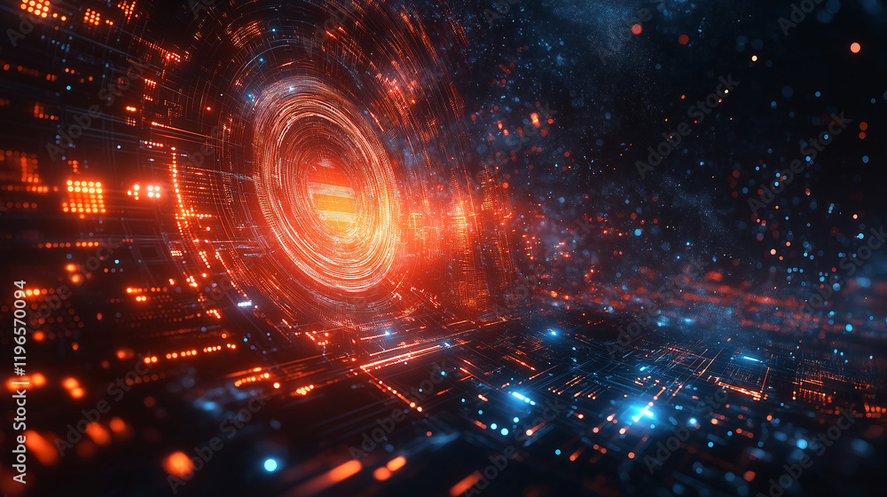 Poster abstract futuristic background with technological elements and building structures . generative ai
