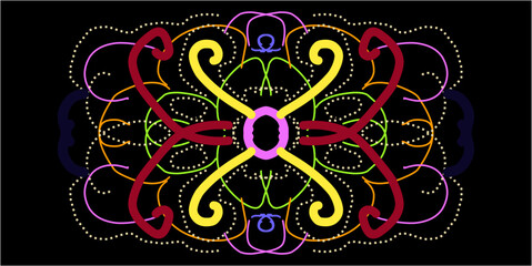 Ethnic Indonesian Pattern Vector Illustration, Traditional Ornamental Design with Symmetrical Floral and Abstract Motifs in Earthy Tones, Textile, Packaging, and Digital Art