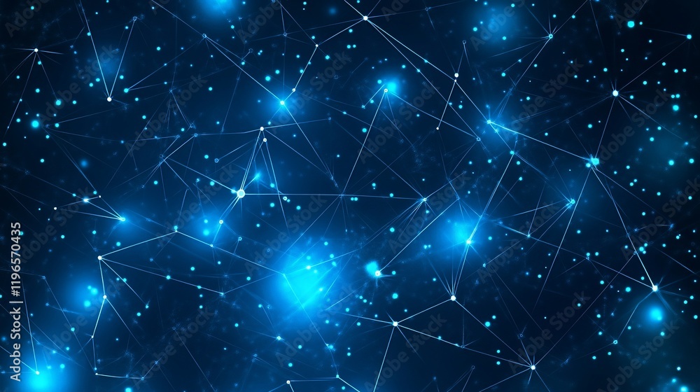Poster abstract network connection: a glowing constellation of nodes and lines