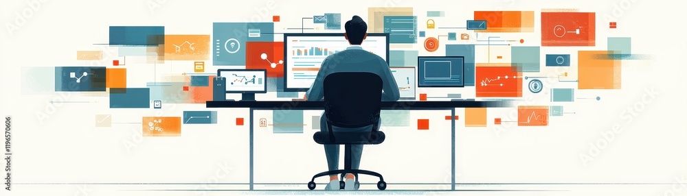 Poster real-time iot data analysis for business professionals in a modern workspace