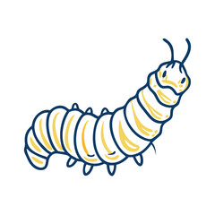 Naklejka premium Cute cartoon caterpillar exploring a surface, transformation theme