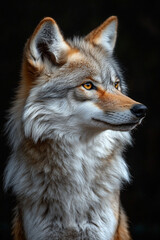 Majestic Coyote Profile Against Dark Background