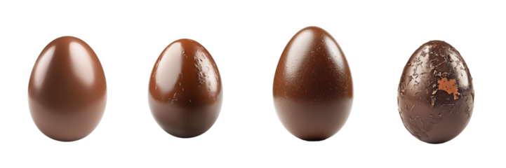 Chocolate egg set isolated on transparent background. PNG. Generated AI