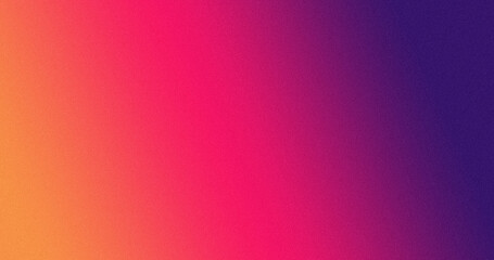 Grainy texture gradient noisy background with smooth transition from orange to pink and purple tones. Abstract and vibrant design element.