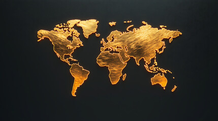 Golden Illuminated World Map Global Connection Travel Luxury Background