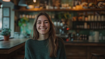 Smiling Woman at Café
