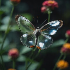 A butterfly with transparent glass wings.