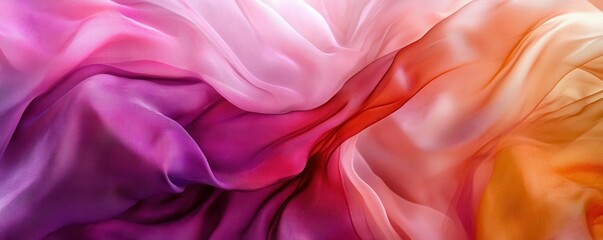 Obraz premium Colorful abstract wave background with flowing fabric textures in vibrant shades of pink, purple, and gold Ideal for modern design and artistic projects
