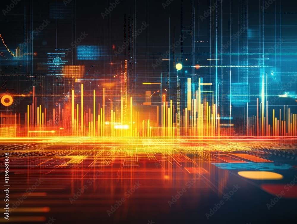 Aufkleber abstract digital data visualization: futuristic technology and information flow