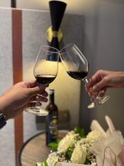 A beautiful Asian woman having a dinner and wine at restaurant. 