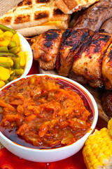 Traditional South African braai food and salads