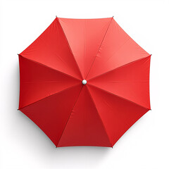 top View red umbrella isolated on white