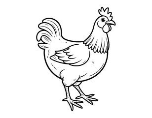 Fototapeta premium Rooster Illustration Line Art Black and White Drawing