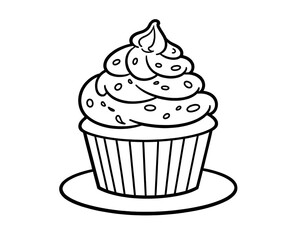 Delicious Cupcake Line Art Printable Coloring Page