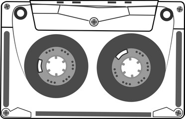 Magnetic cassette for listening to music. Vector illustration.