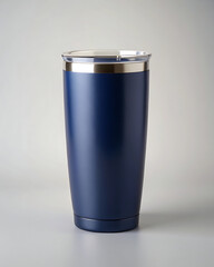 matte blue tumbler mockup on white background for branding