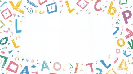 Colorful Alphabet Frame: Hand-Drawn Letters and Shapes Border