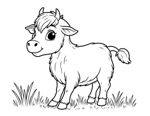 Adorable Baby Cow Coloring Page Farm Animal Illustration