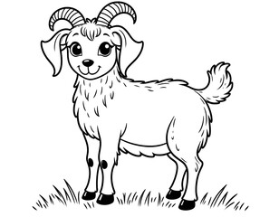 Adorable Baby Goat Coloring Page Cute Farm Animal Illustration