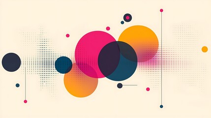 Obraz premium Abstract composition featuring colorful circles and dots on a soft background, ideal for design