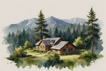 Fototapeta premium Sustainable living in watercolor style