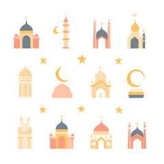A set of icons a minimalist Eid Al-Fitr