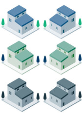 Obraz premium 俯瞰で見た一軒家の建物のイラスト