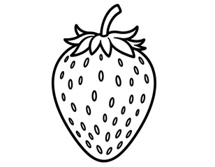 Simple Strawberry Line Art Drawing Printable