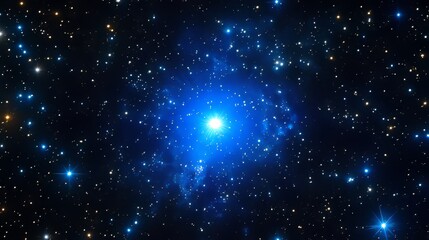 Fototapeta premium A brilliant blue nebula surrounded by countless twinkling stars.
