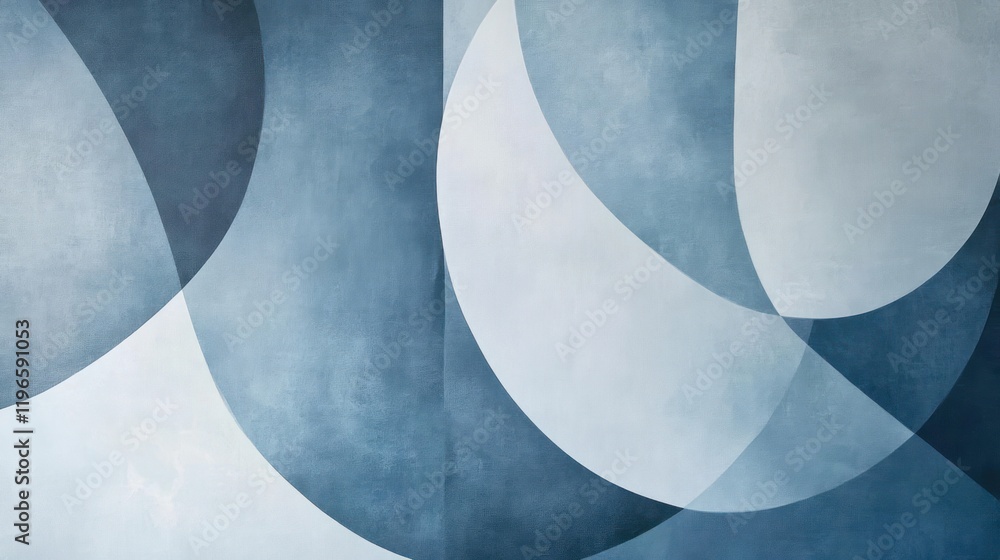 Poster abstract blue and gray overlapping circles on textured background.