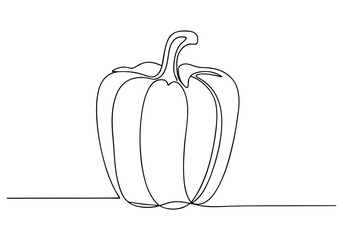 Continuous One-Line Drawing of Capsicum - Minimalist Vegetable Art