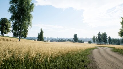 Serene Wheat Field Landscape