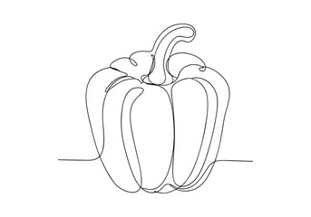 Continuous One-Line Drawing of Capsicum - Minimalist Vegetable Art