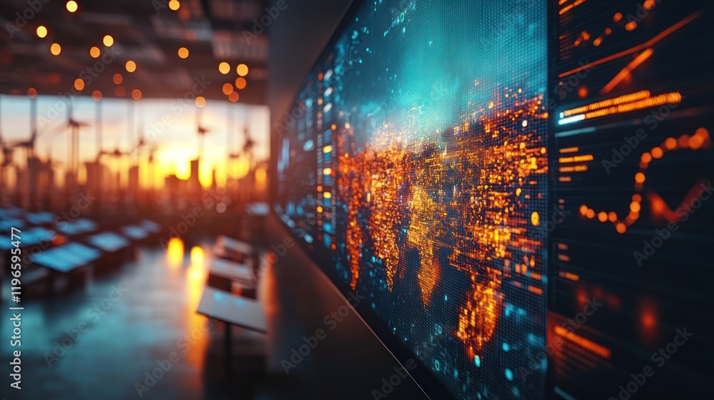 Poster global data visualization: a futuristic display of worldwide network
