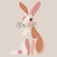 Cute bunny abstraction watercolor style harmonious nude colors