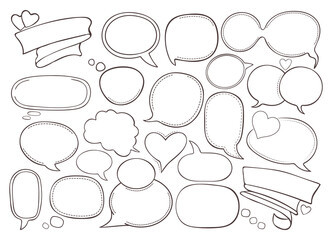 Fototapeta premium Speech bubbles for comics text. Blank talking bubbles, message box for poster, banner, books, web design. Chatting box in heart shape