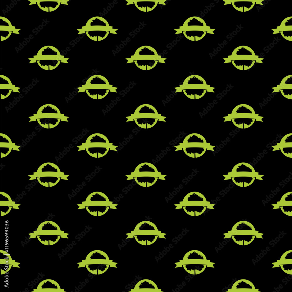 Poster tree icon pattern seamless isolated on black background