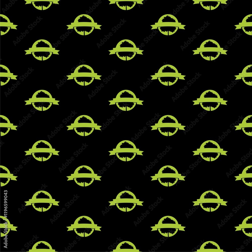 Poster tree icon pattern seamless isolated on black background