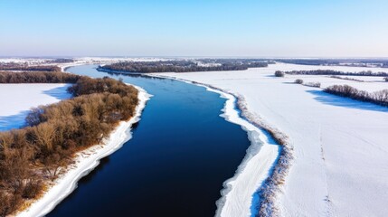 Fototapeta premium Frozen River Winter Landscape