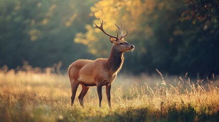 Fototapeta premium Majestic deer in golden hour light