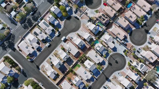 Aerial View of Residential Suburb in Las Vegas with Modern Housing Layout