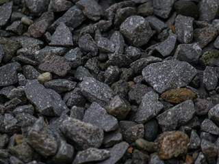 Close-up of small black and grey gravel stones