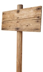 Wooden sign isolated on white background.
