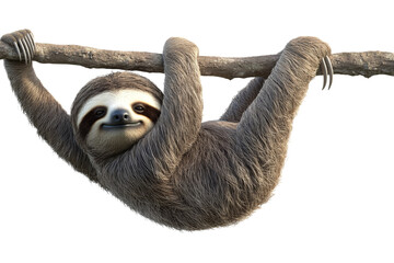 Relaxing sloth hanging from a tree branch jungle animal