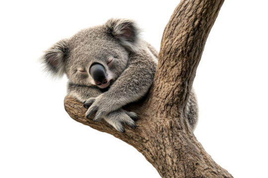 Koala sleeping on tree branch australia wildlife image