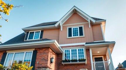Obraz premium Luxury Brick House Exterior: Dream Home in a Modern Suburban Neighborhood