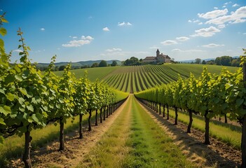 Vineyard Rows Lead to Picturesque Country House