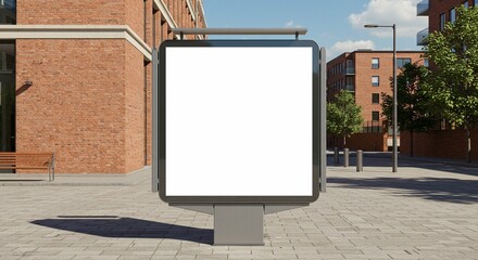Urban Advertising Billboard Mockup on Empty Street - Daytime Rendering