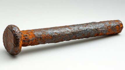 A Rusty, Aged Iron Bolt: A Close-Up Study of Corrosion and Time's Passage