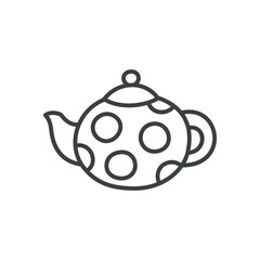 Cute teapot icon. Hand drawn monochrome illustration of a ceramic teapot for brewing tea isolated on a white background. Vector 10 EPS.